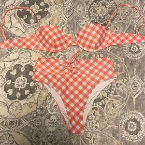 Onia dalia pink gingham swimsuit set